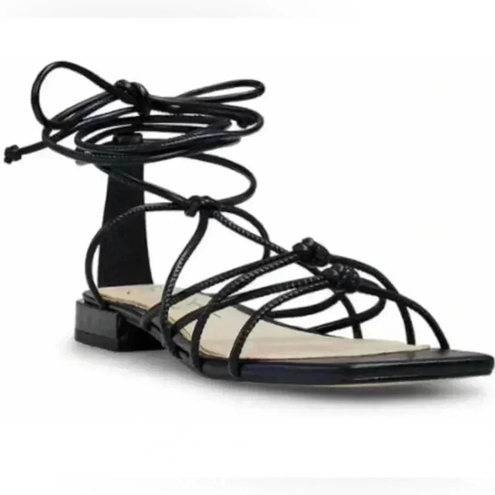 Jessica Simpson Women's Chasca Black , 9.5 M US FLAT ANKLE WRAP SANDALS - Picture 2 of 5